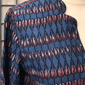 HandBlock print long tunic w side slits, indigo